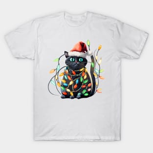 Christmas Lights Cat Merry Catmas T-Shirt